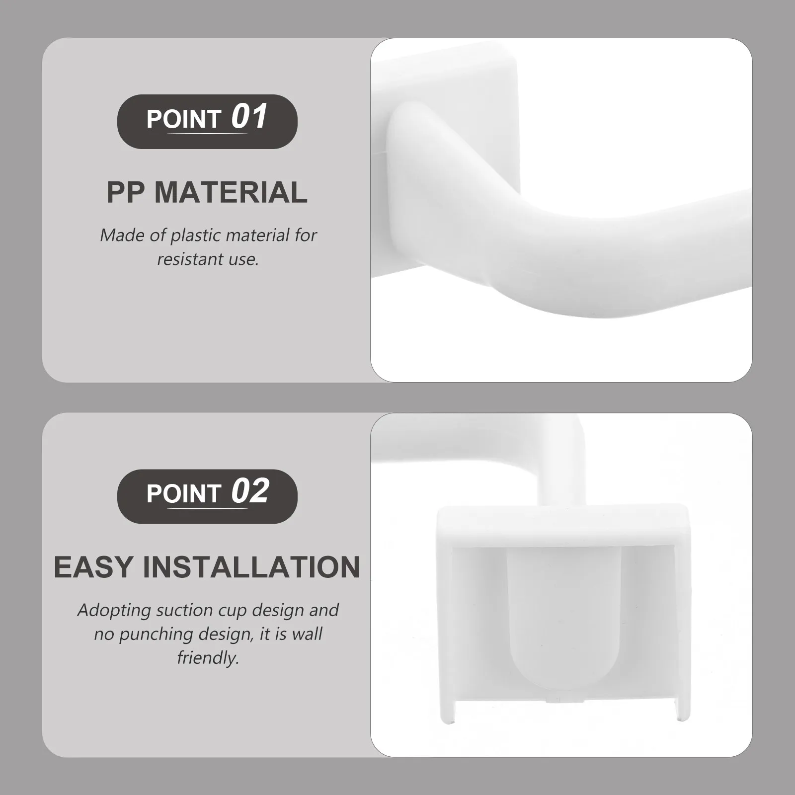 

3Pcs Suction Cup Towel Rack Plastic Space Saving No Drill Bathroom Kitchen Towel Bar Holder for Towels Cloths Belts White