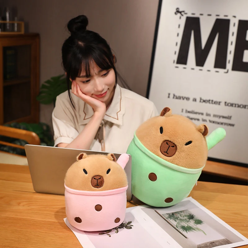 Juguetes de peluche de taza de té de leche Capybara creativos, animales de peluche de dibujos animados, muñeca de apaciguar al bebé para niñas, regalo de cumpleaños, decoración de la habitación