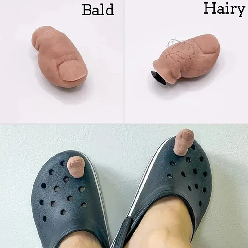 Funny Fake Toe Clog Shoe Charms, 3D Simulation Human Foot Toe  Clog Ornaments  ,Novelty DIY Hollow Shoe Accessories Party Gift