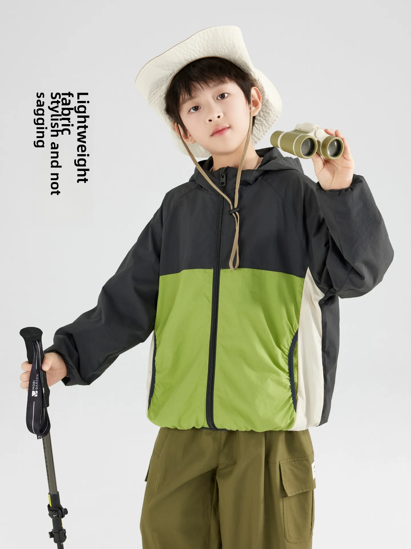 Boys' Outdoor Lightweight Wear-Resistant Hooded Jacket Color Block Design Spring Autumn Seasonal Fashionable Children's Clothing