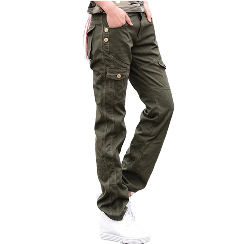 Women Military Cotton Cargo Pants Ladies Spring Casual Loose Trousers Army Green Plus Size Camouflage Pants Females Clothing