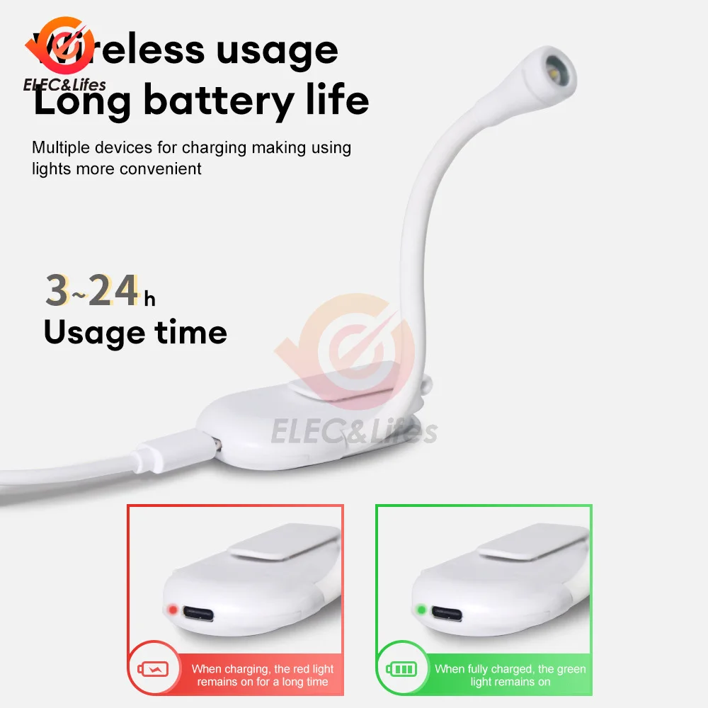USB ชาร์จไฟหนังสือสําหรับอ่านหนังสือบนเตียงปรับความสว่างสําหรับ Eye Protection LED Clip on Book Light สําหรับเด็ก