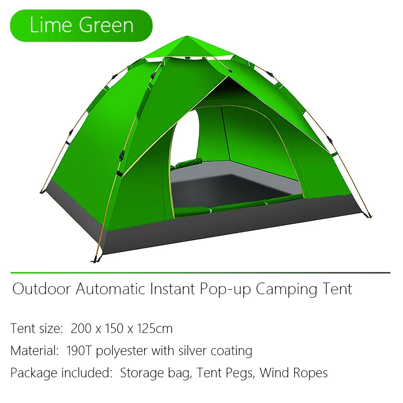 Outdoor Camping Equipment Easy Quick Setup Tent Portable Waterproof Travel Instant 2-3 Person Automatic Camping Tent