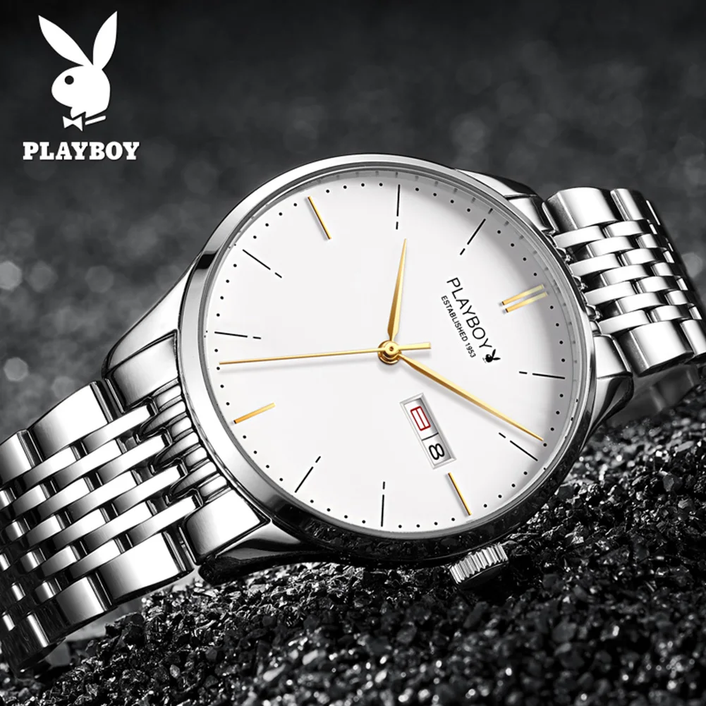 PLAYBOY New High Quality Mechanical Men\'s Watches Stainless Steel Classic Waterproof Business Wristwatch Automatic Watch for Men