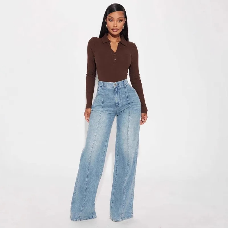 

Свободные женские джинсы с высокой талией, прямые, модные, в уличном стиле, из выстиранного денима, удобные, повседневные, с высокой эластичностью, из смесового хлопка