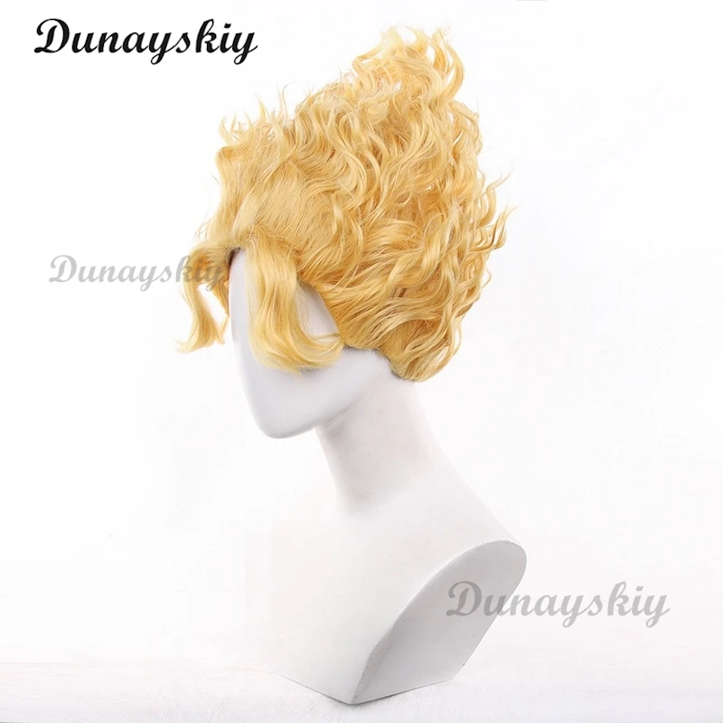 ألمع ستار شعر مستعار تأثيري الهوية VHullabaloo مايك مورتون شقراء مجعد الشعر ألياف مقاومة للحرارة الشعر + غطاء شعر مستعار مجاني اتفاقية