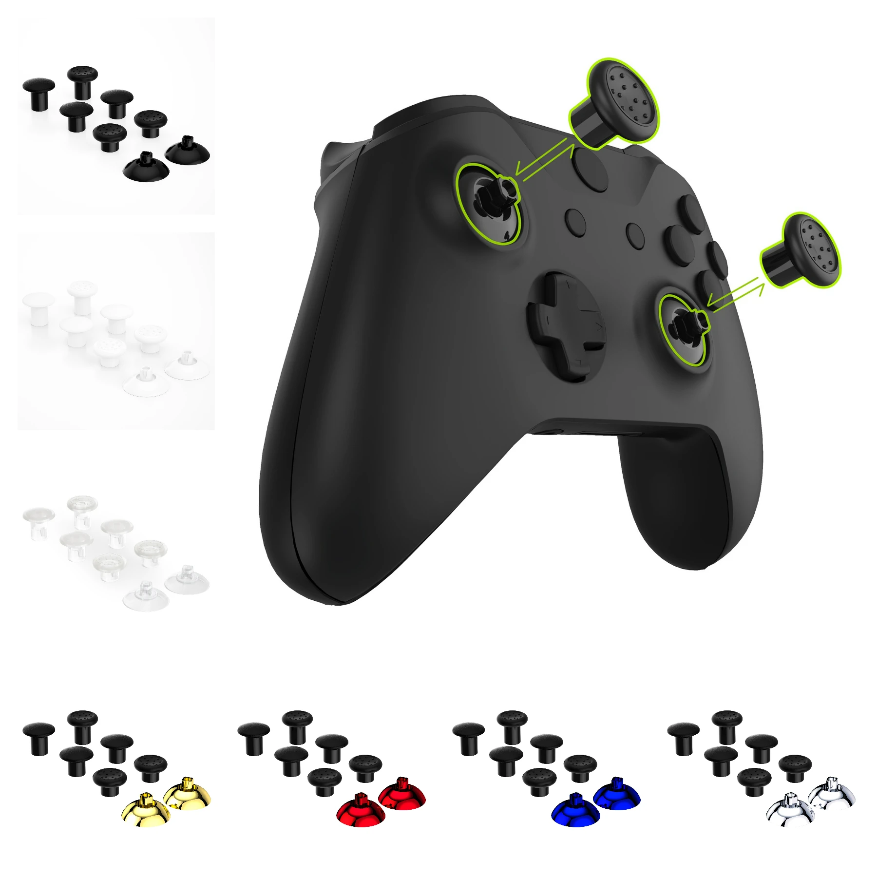 

eXtremeRate 3 Height Domed & Concave Grips Joystick Interchangeable Ergonomic Thumbsticks for Xbox Core, for Xbox One S/X/Elite