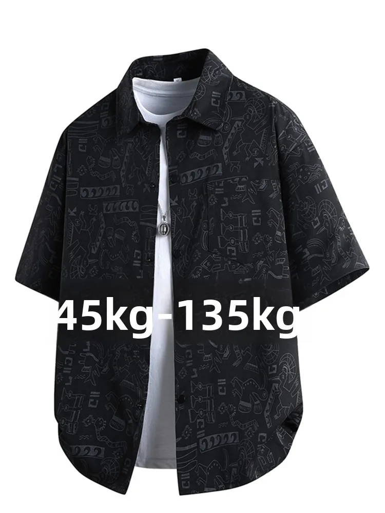 

Мужская летняя рубашка с коротким рукавом, новая модная модель, большие размеры, одежда для полных мужчин, верхняя одежда из тонкого полиэстера, CleanFit, с отложным воротником, B...