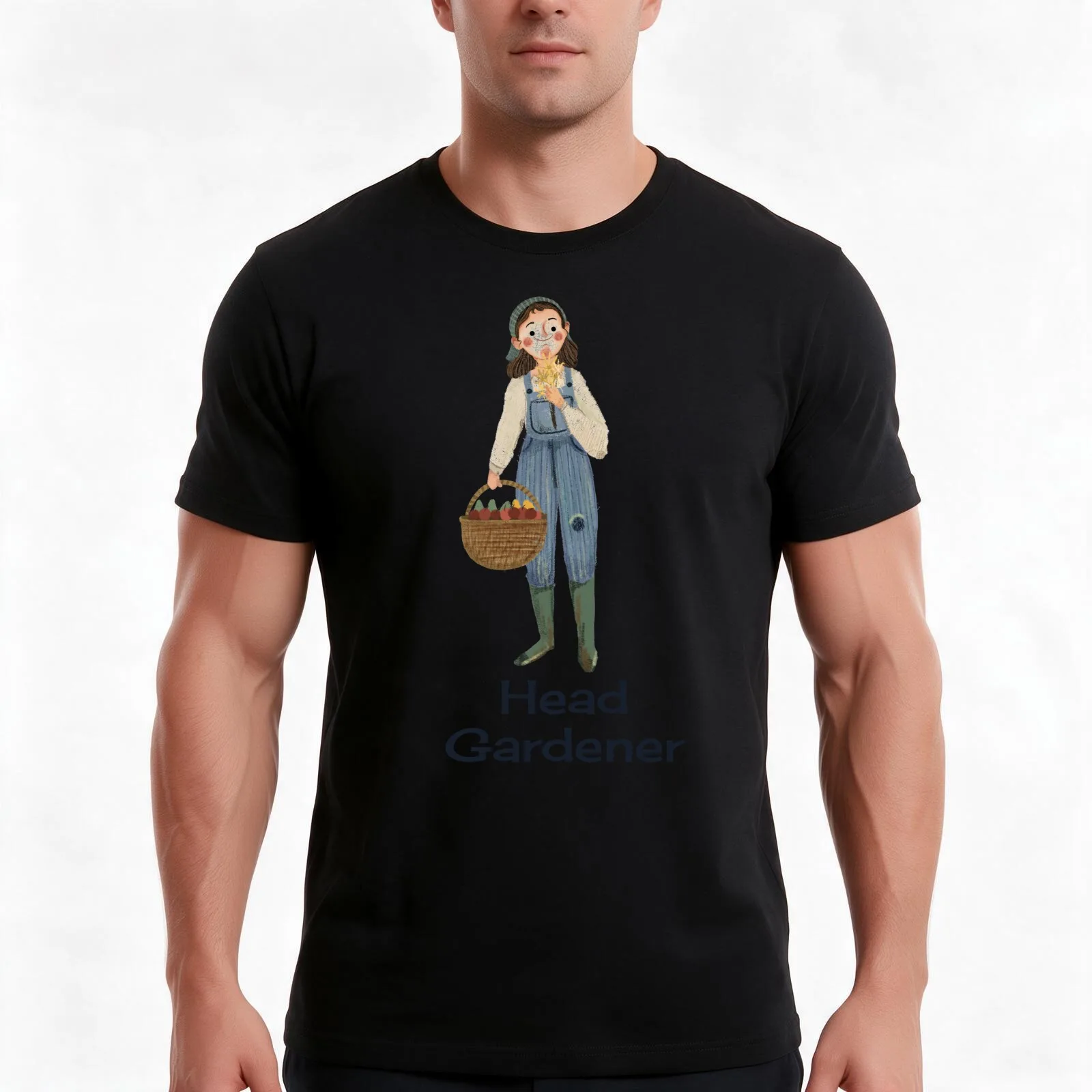 Head Gardener T-Shirt, Summer Casual Cotton Tee, Oversized Streetwear Tops, Vintage Graphic Print, Loose Fit Short Sleeve
