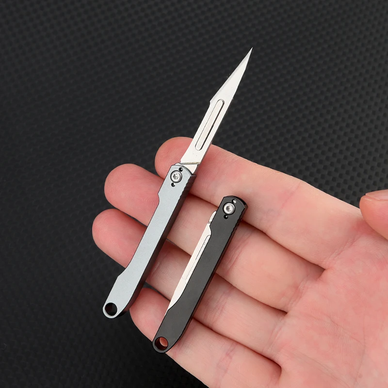 Aluminum Alloy Mini Folding Knife Portable Removable EDC Surgical Knife Tool Outdoor Utility Knifes Surgical 10 Blade Free