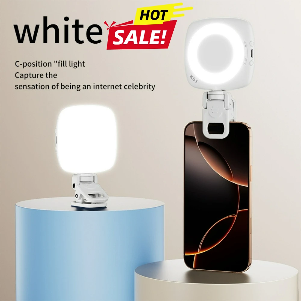 

Portable Selfie Video Camera Phone Fill Light Adjustable Tri color Mini Beauty Fill Light Mobile Phone Handheld Rotating Folding