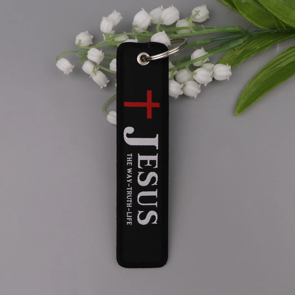 Black Embroidery Keychain Motivational Phrase Key Tag For Motorcycles Cars Backpack Fashion Keyring  Accessories Gift for Friend