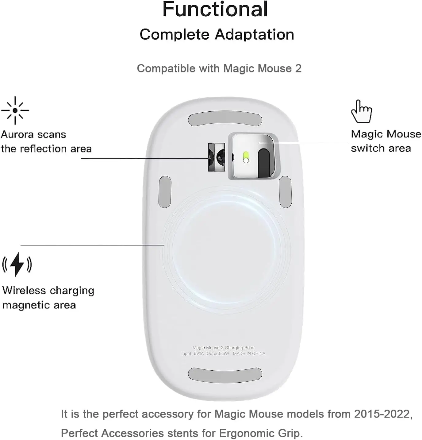 Imagem -05 - Magic Mouse Base de Carregamento Ergonômica Estojo de Carregamento sem Fio Rápido Capa para Aperto Ergonômico Acessórios Magic Mouse