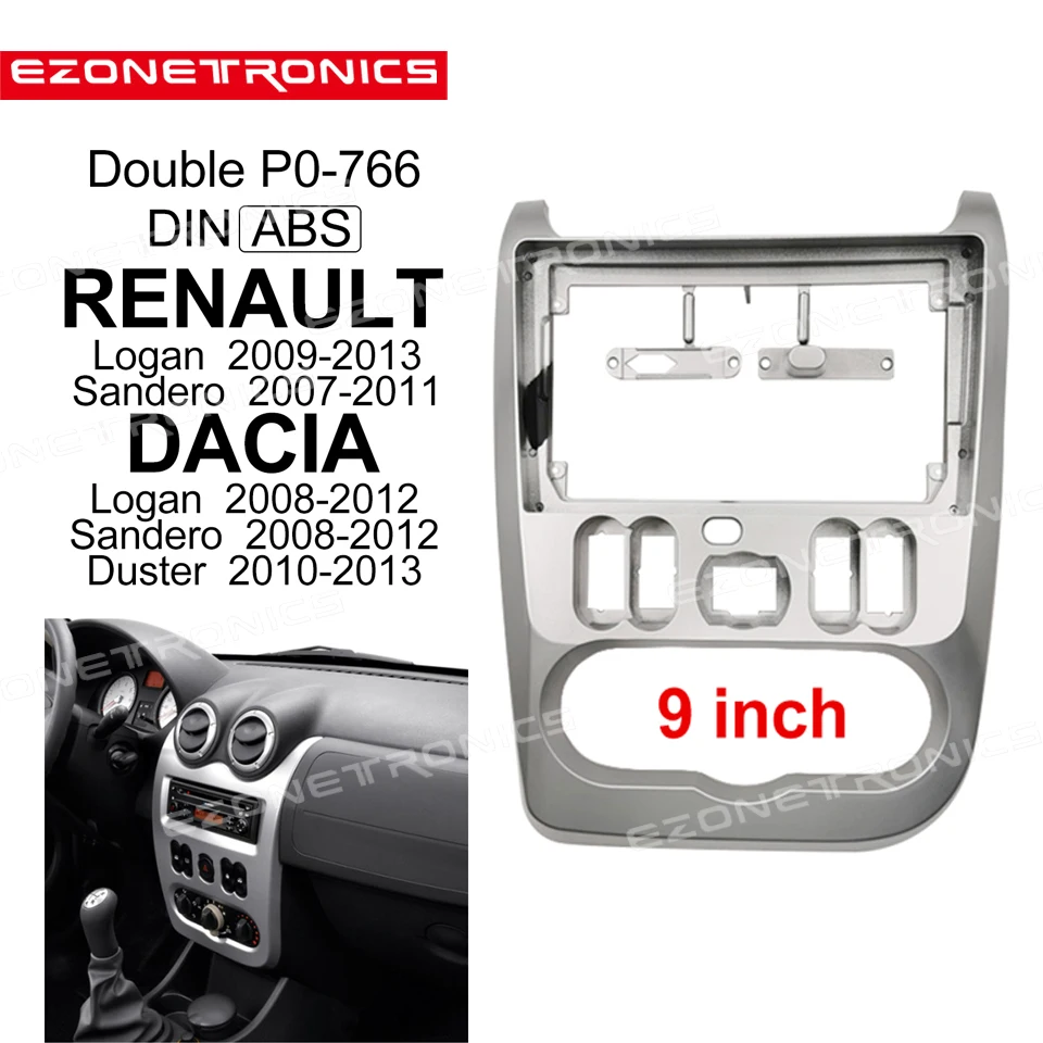 9 inch 2din car Fascia for RENAULT Logan DACIA Duster 2007-2013 wheel Car dvd frame Adaptor Panel in-dash Mount Installation