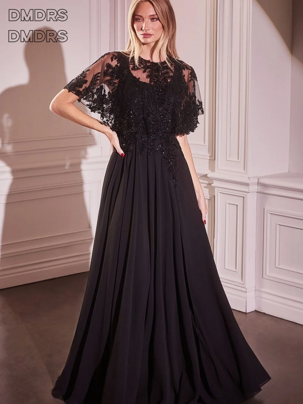 

Elegant Lace Evening Dresses Charming Short Sleeve A-Line Mother of the Bride Dress Classic Chiffon Lace Prom Gowns Customized
