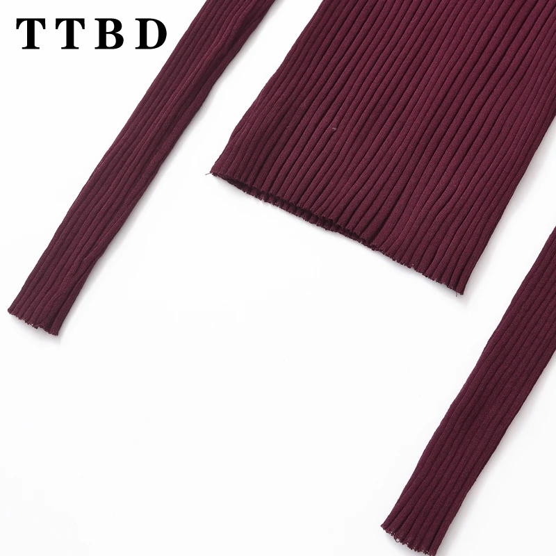 TTBD 2024 Nieuwe Vrouw Herfst Casual Gebreide Turn-down Kraag Trui Vrouwelijke Vintage Lange Mouw Jumper Slanke Effen kleur Gebreide Top