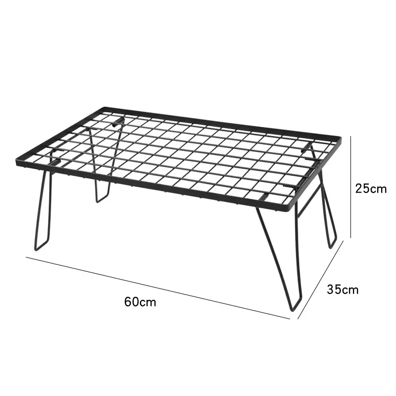 Outdoor Camping Barbecue Folding Table BBQ Multifunctional Portable Removable Shelf Steel Mesh Car Self Driving Desk Simple