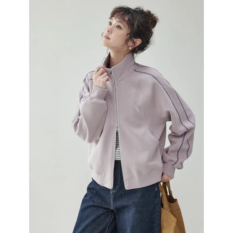 Two-way Separating Zip Hoodie Women's Outerwear 2026 Autumn New Fashion Korean Style Niche Design Casual Loose Jacket Cardigan