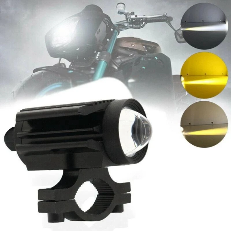 Foco LED de 12V para bicicleta eléctrica, faro externo de motocicleta, lente U7, foco bicolor