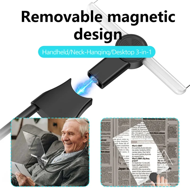 Portable Hands-Free Wearing Magnifying Glass, Flexible Gooseneck Full Page Magnifier for Reading Aid, Sewing and Handicrafting