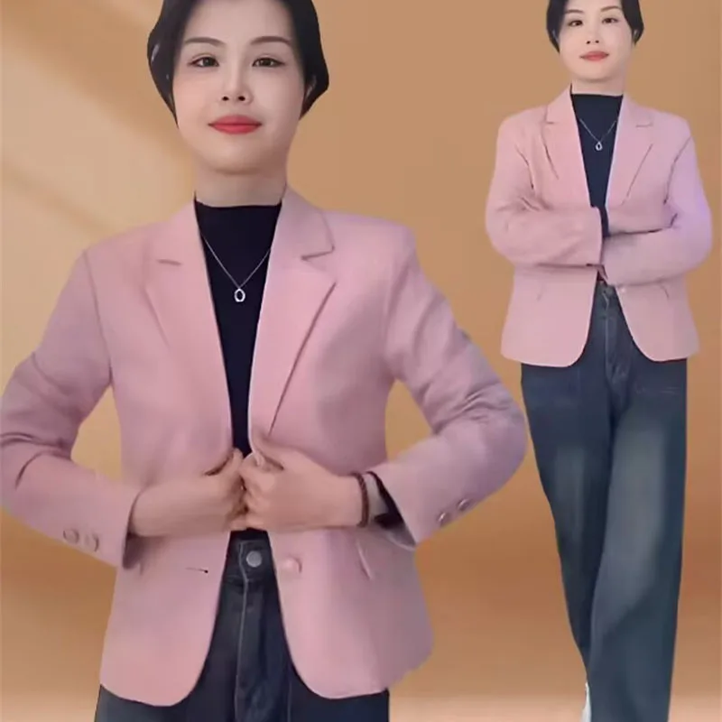 Traje corto coreano de Color sólido para mujer, prendas de vestir, moda de ocio, traje pequeño, abrigo, chaqueta Blazer de manga larga para primavera y otoño