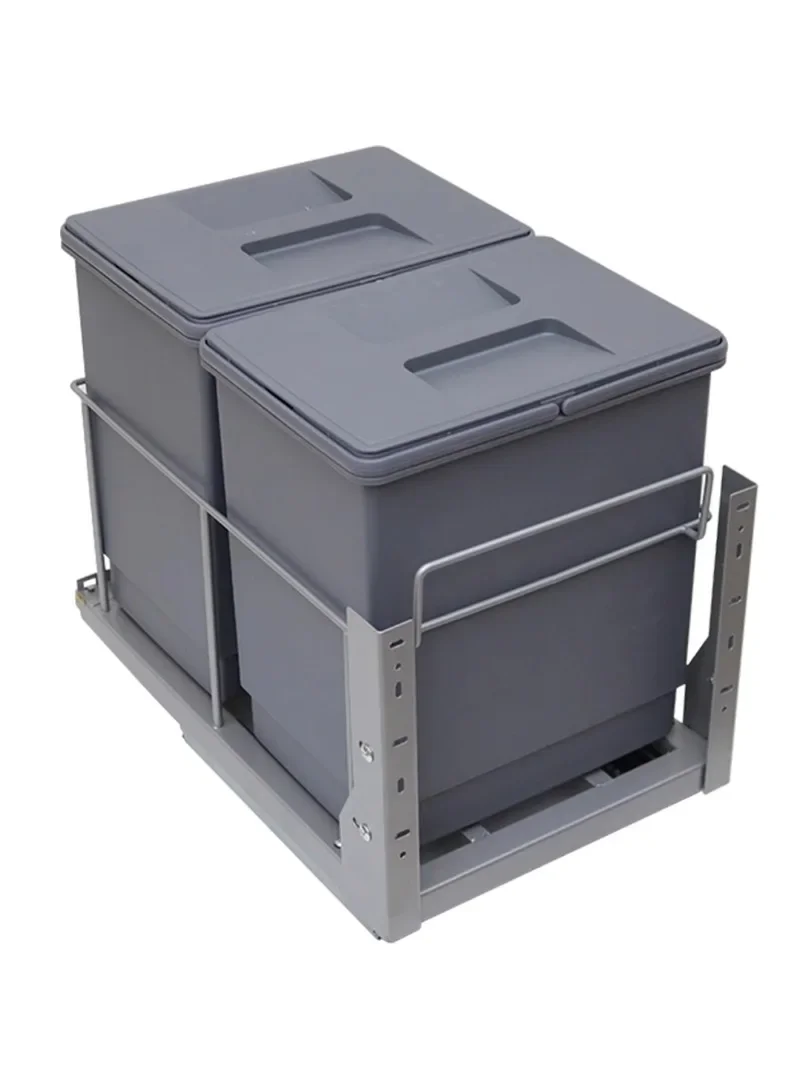 

Kitchen Damping Rail Pull-out Basket Hidden Embedded Trash Can with Lid Cabinet Inside Rice Sorting Storage Box Shallow Narrow