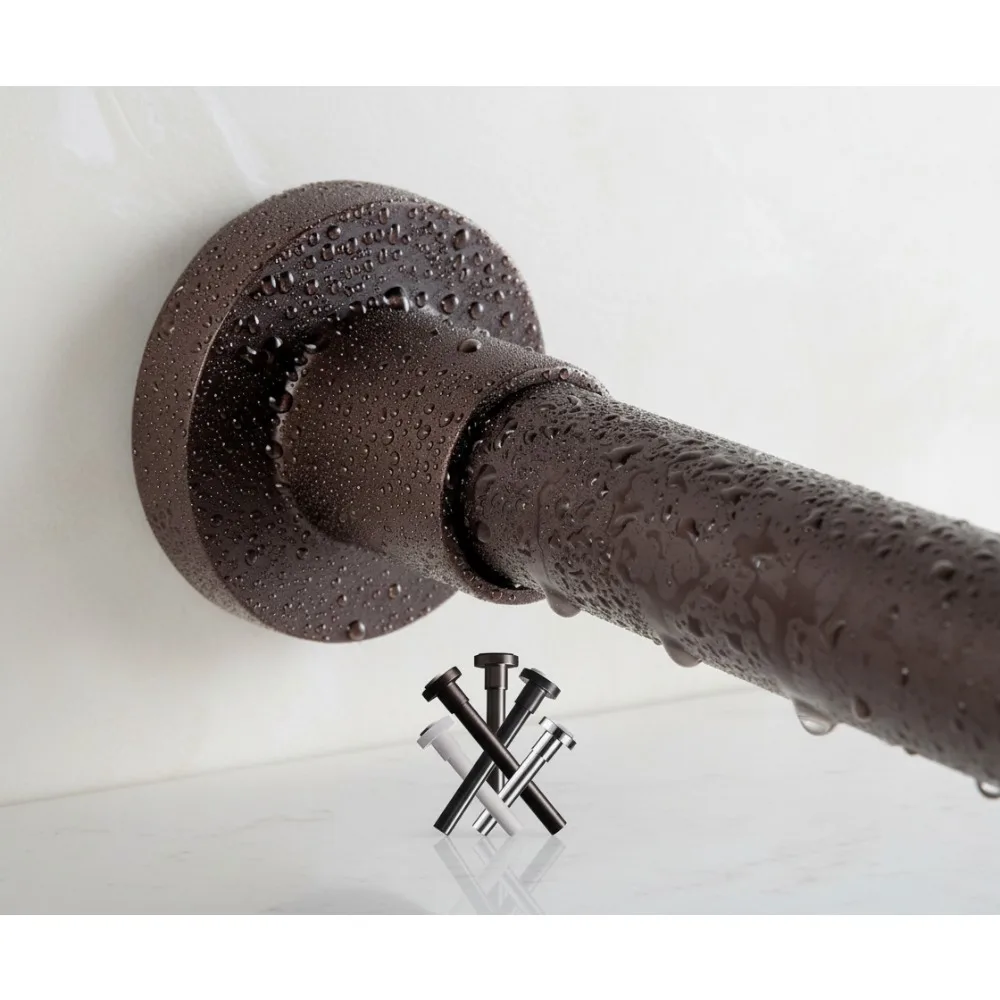 

Adjustable Shower Curtain Rod 43-73 Inches, Rustproof Matte Bronze Tension Rod for Bathroom & Window, No Drill Installation