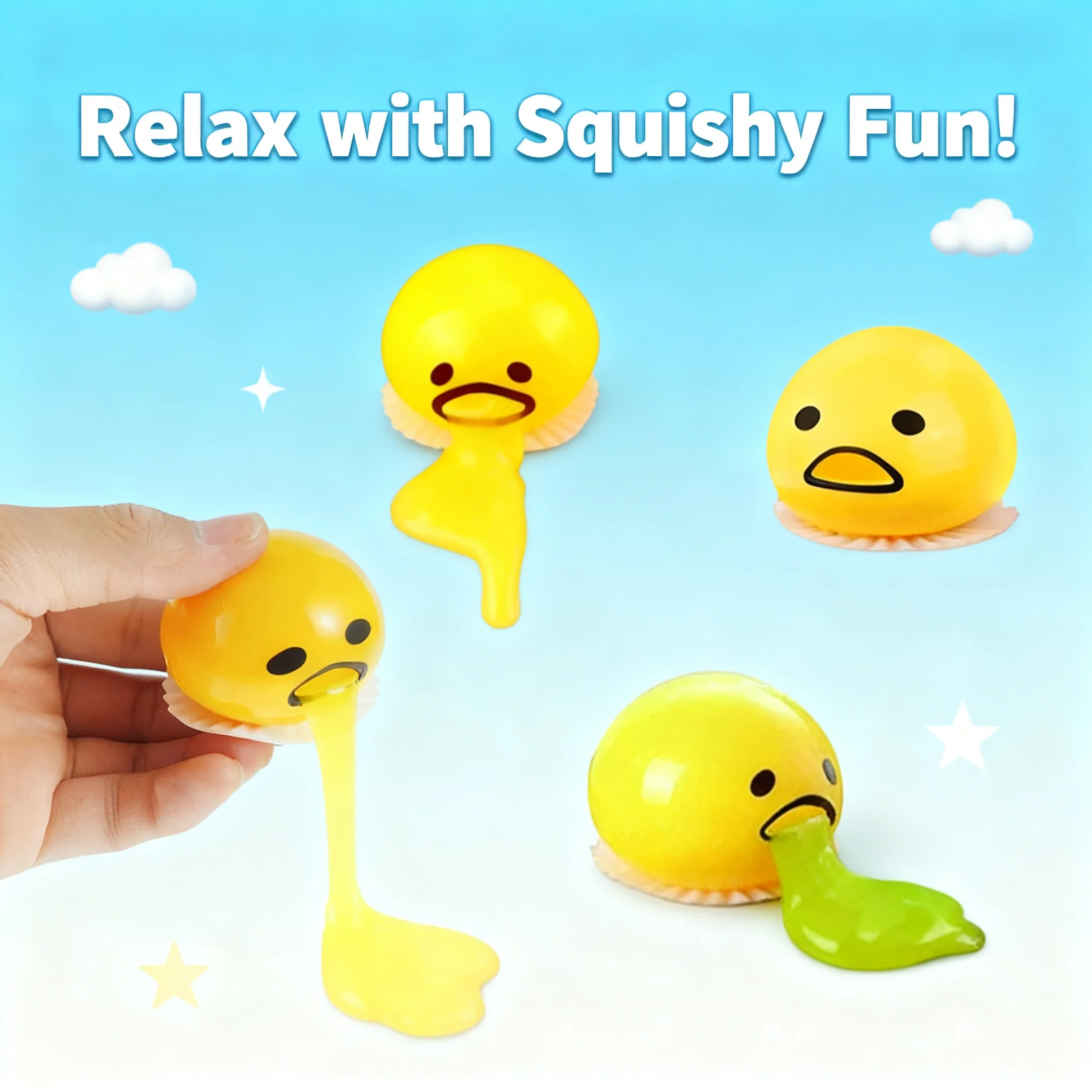 Stretchy Disgusting Funny Egg Yolk Decompression Toy Sticky Vomit Ball Lazy Egg Custard Brother Army Funny Toy