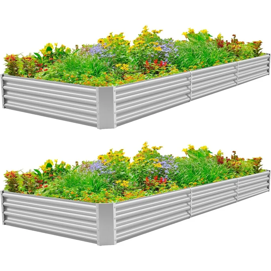 

12×4×1ft Galvanized Raised Garden Bed Kit for Vegetables 2 Pack Galvanized Super Large Metal Planter Raised Garden Boxes Outdoo