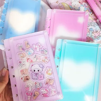 크리에이티브 DIY 투명 노트북 아크릴 커버, A5 노트북 문구, 흐르는 모래, 느슨한 페이지, 일기 노트 북 