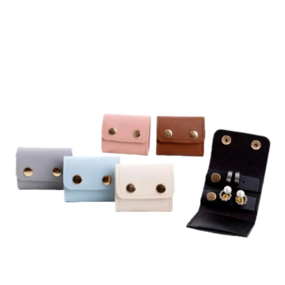 لطيف صغير بو الجلود والمجوهرات المنظم لفة السفر المحمولة سوار حلقة قلادة أقراط تخزين عرض الحقيبة حقيبة المجوهرات #5