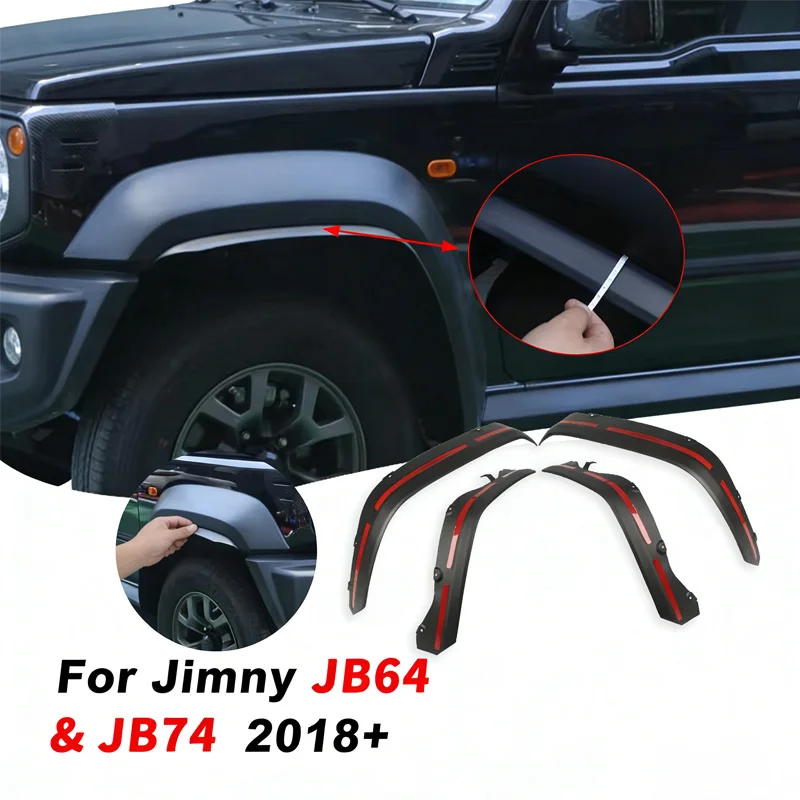4PCS Car Fender Wheel Arch For Suzuki Jimny 3/5 Door JB74 JB74W JC74 2019+ Widen Splash Guard Protection Mud Flare Extend Cover