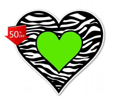 

Zebra Heart Black Green Retro Truck Camper Van Car Laptop Gift Aesthetic Cool Trendy