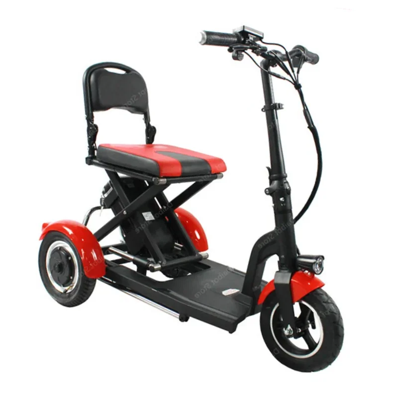 36V 300W 10 Inch Portable Foldable Lightweight Elderly Electric Tricycle 3 Wheel Mobility Scooter for Seniors  Removable Battery