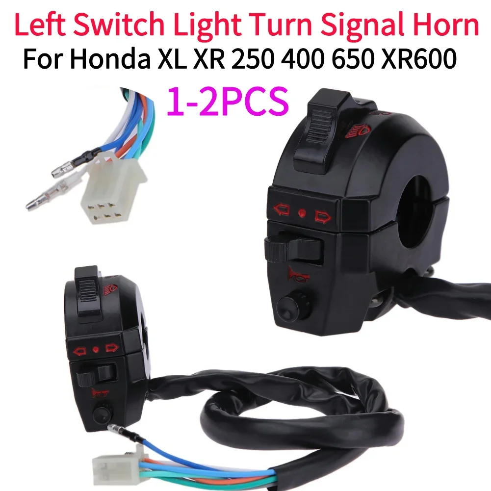 1-2Pcs Left Switch Light Turn Signal Horn Black Dual Sport Left Switch Light Turn Signal Horn For Honda XL XR 250 400 650 XR600