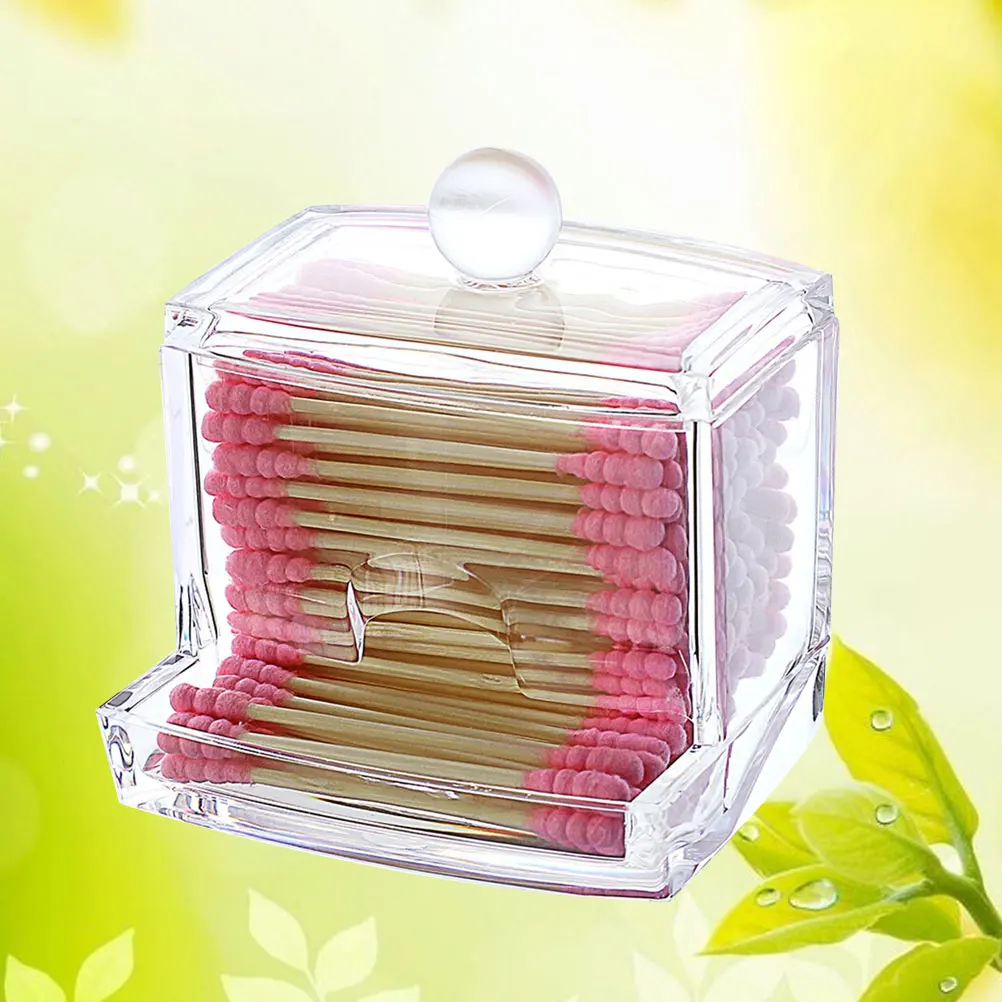 

Creative Transparent Crystal Acrylic Cotton Swabs Container Desktop Organizer For Cotton Pads Brushes Dust Proof