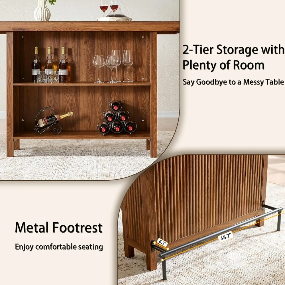 Walnut Two-Tier Bar Table 5