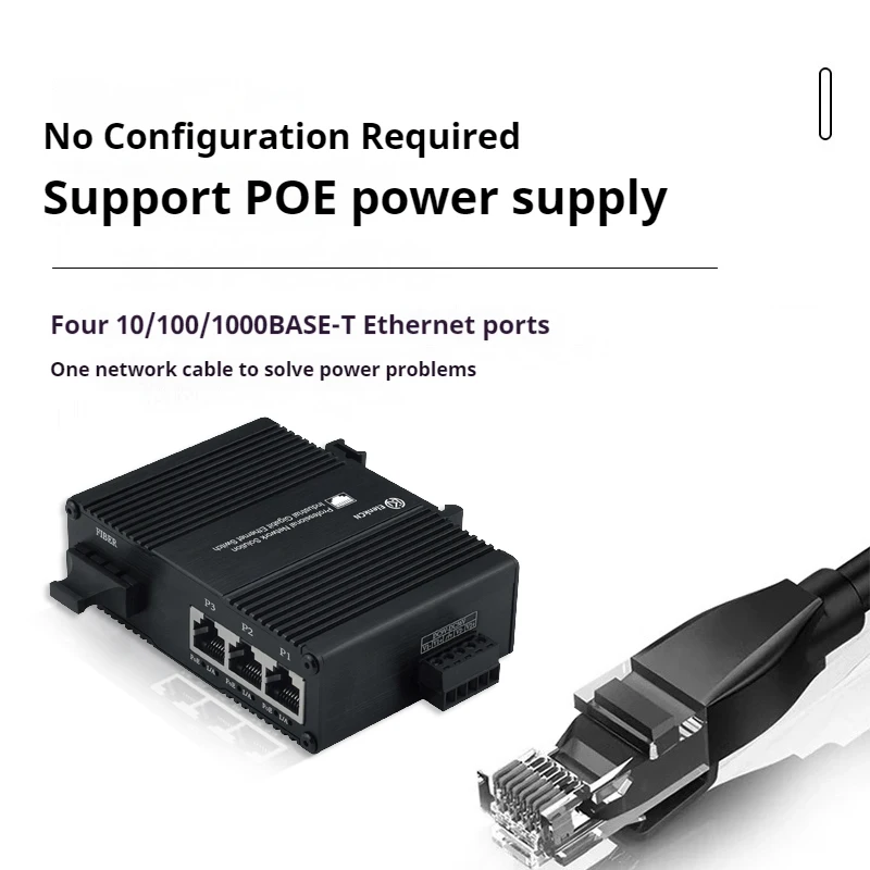 

100M Gigabit 1 Optical 3 Electrical POE fiber optic transceiver POE powered fiber optic switch single mode multimode