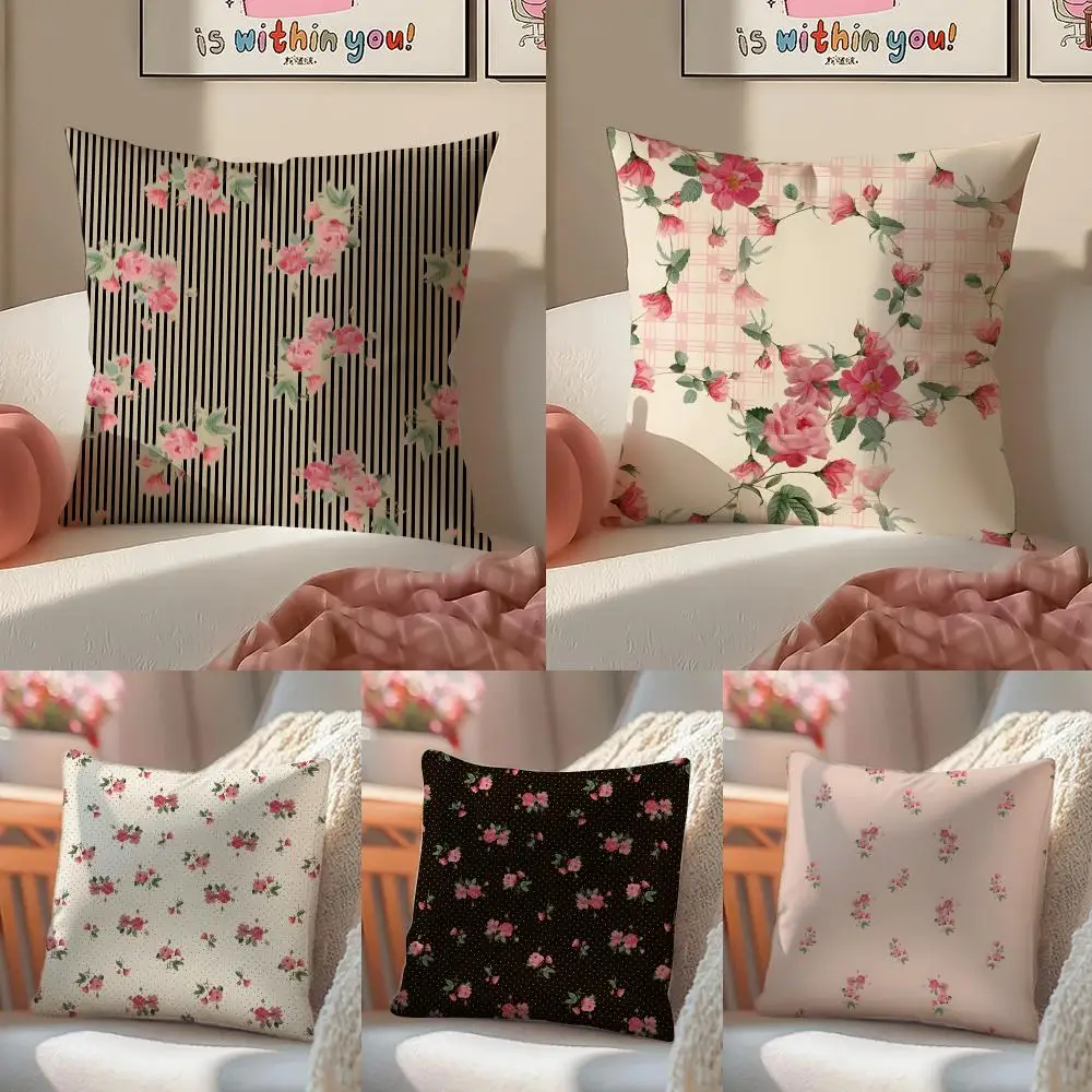 Warm Roses Bloom In Midsummer Cushion Cover Pattern Printed Pillowcase for Living Room Sofa Cushion Cover & Bedroom Decor