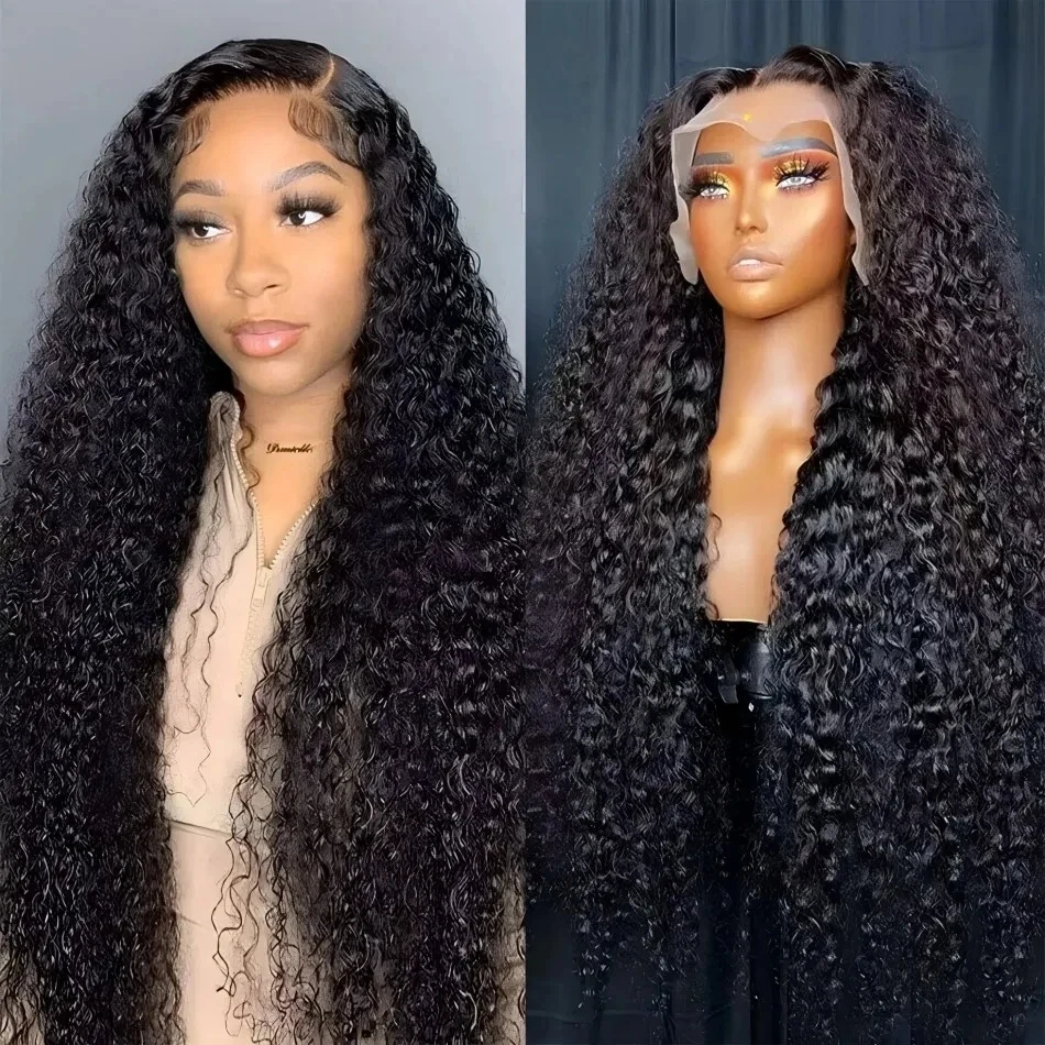 

13x4 Hd Lace Frontal Wigs Deep Wave Hair Brazilian 36 Inch Deep Wave Curly Human Hair Wigs Pre Plucked PerisModa Remy Hair #1B
