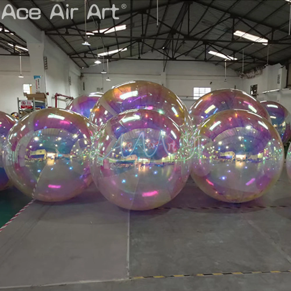 Palloncini a sospensione colorati gonfiabili con sfera a specchio in PVC iridescente da 10 pezzi con pompa ad aria gratuita per decorazioni di matrimoni/feste/eventi