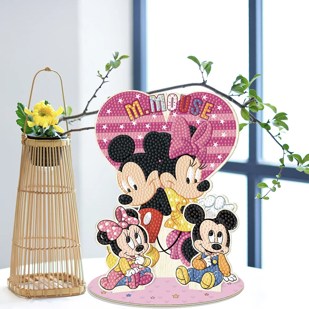 Disney DIY drewniany obraz diamentowy Myszka Miki dekoracja stołu mozaika Minnie ręcznie robiony prezent nowa kolekcja