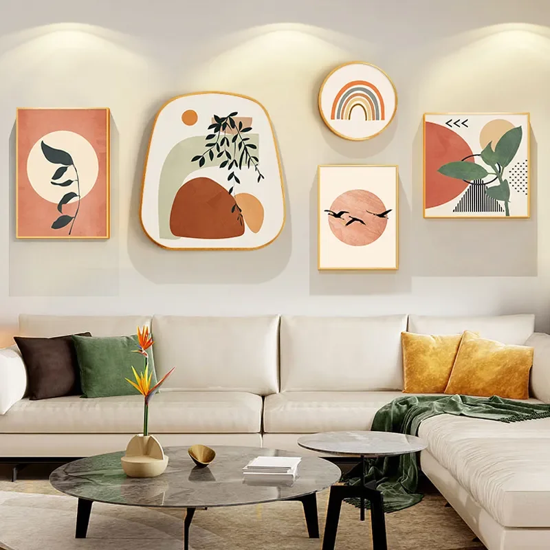 Modern Simple Abstract Art Canvas Painting Orange High End Atmosphere Wall Hanging Decor for Living Room Sofa Background