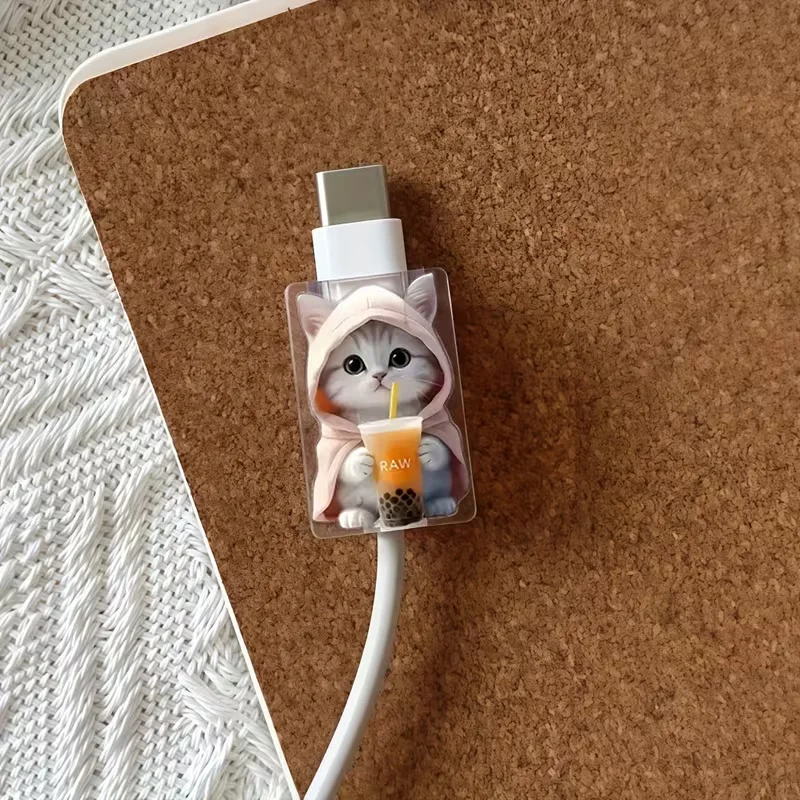 

2pcs of Cute Cartoon Data Cable Protectors, Damage-Resistant, Type-C Phone Cable Protectors, Beautiful And Durable