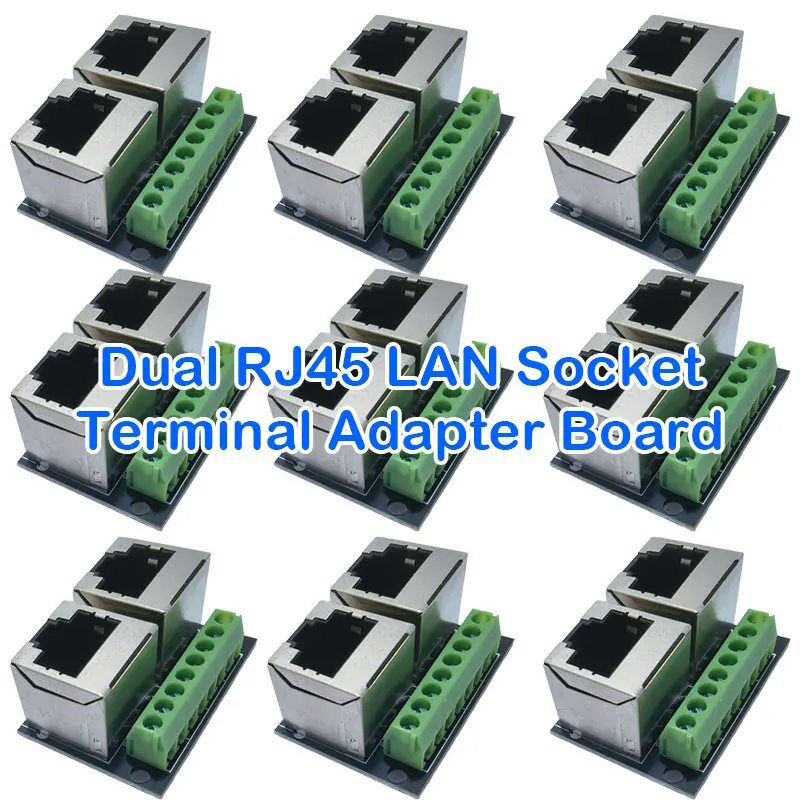 2 Ports RJ45 Female to 3.5mm 8P Screw Terminal Ethernet Adapter Board LAN Port Wiring Terminal Breakout Module