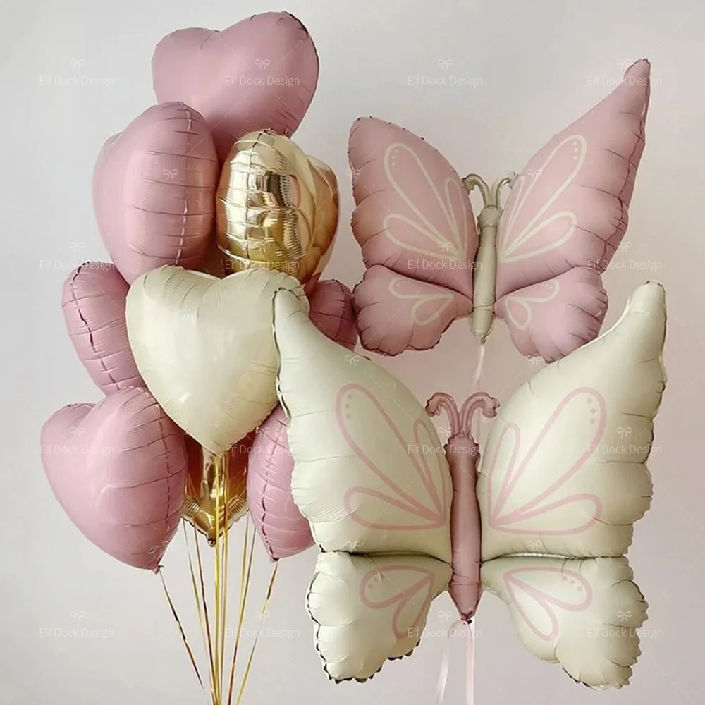 Matte Schmetterling-Herz-Folienballons Frühlings-Themenparty-Dekorationen für Geburtstage Hochzeiten Brautpartys Babypartys Geschenk