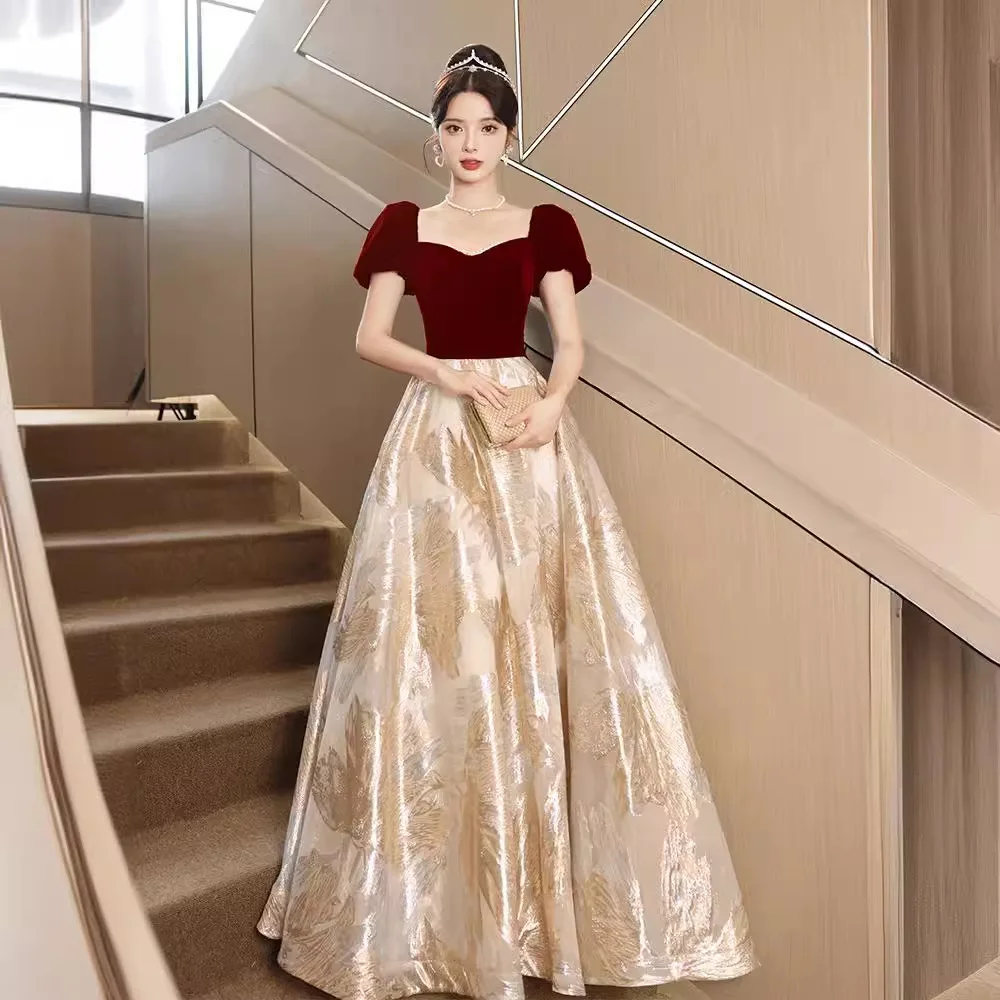 

plus Size Red Evening Gown for Bridesmaids And Pregnant Women High Waist A-Line Skirt Korean Sle Wedding Par Dr
