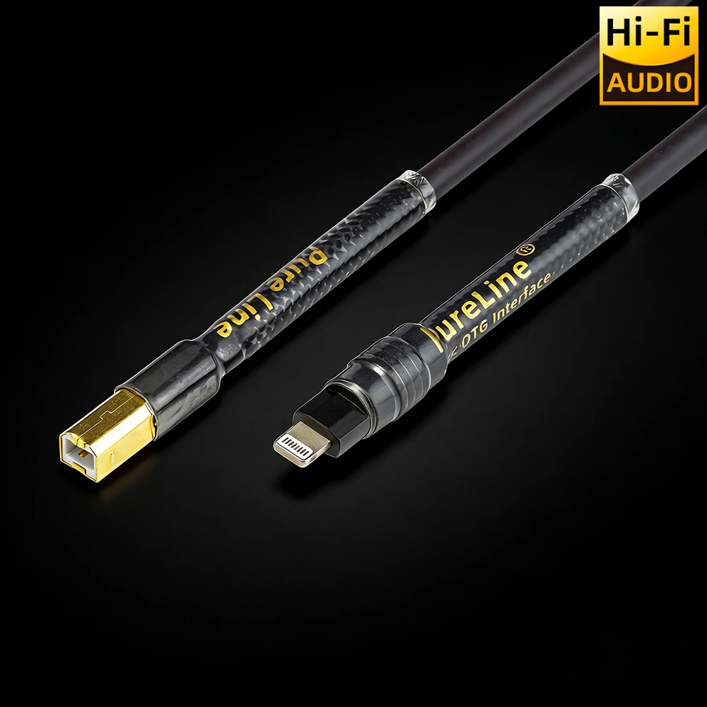 Pureline Canare Hifi USB DAC Cable Audio Amplifier USB B To Lightning Interface Mobile Phone OTG Coaxial Coding Cable Iphone13