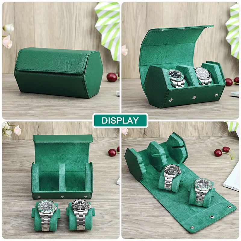 2/3/4Slots Watch Roll Box Genuine Leather Watch Travel Roll Box Jewelry Storage Organizer Anti Drop Leather Portable Watch Case