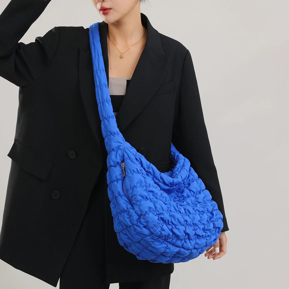 Quilted Cross Body Shoulder Bag for Women Big Capacity Puffer Down Tote Bag New Winter Puffy Bubbles Cloud Shopper Messenger Bag